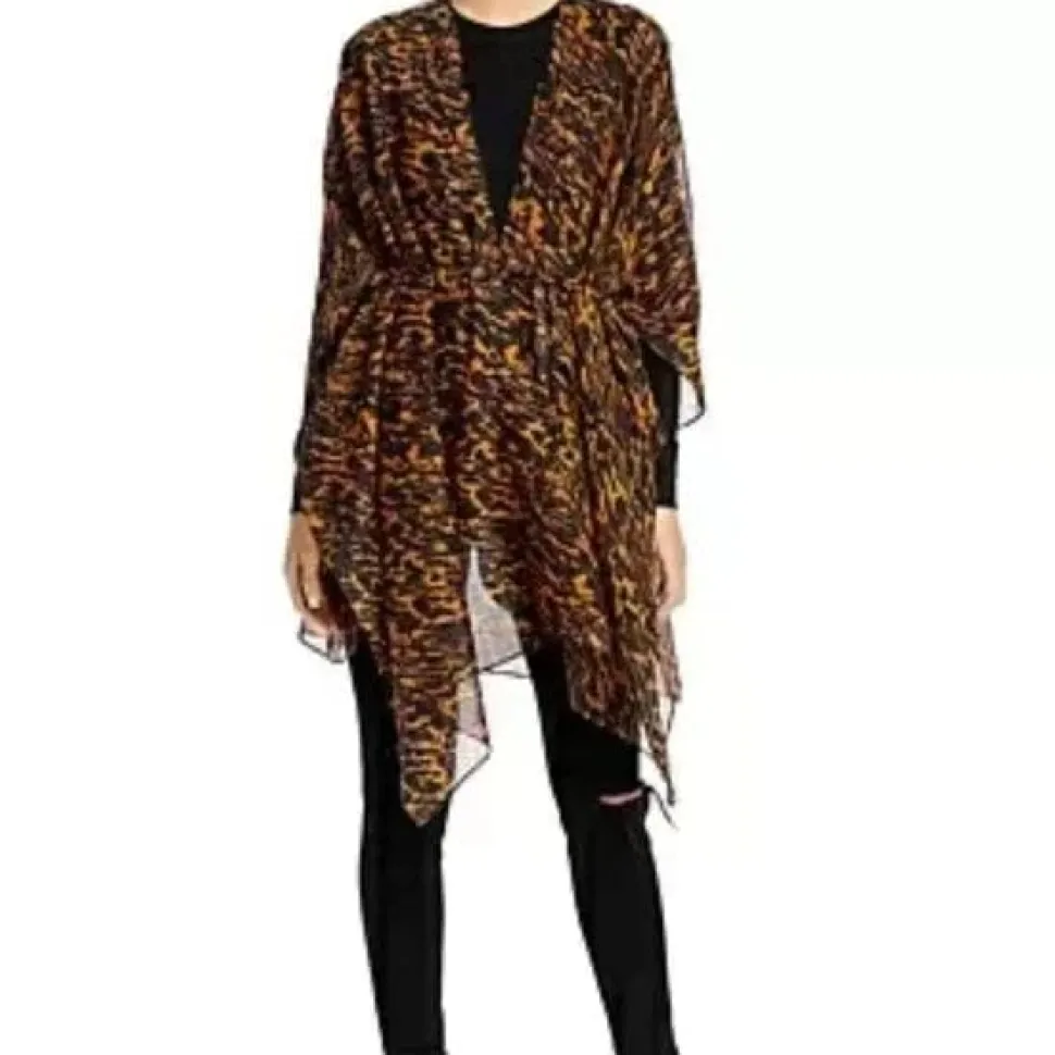 ALL SAINTS Ambient Leopard Print Ruana "Camel" NWT
