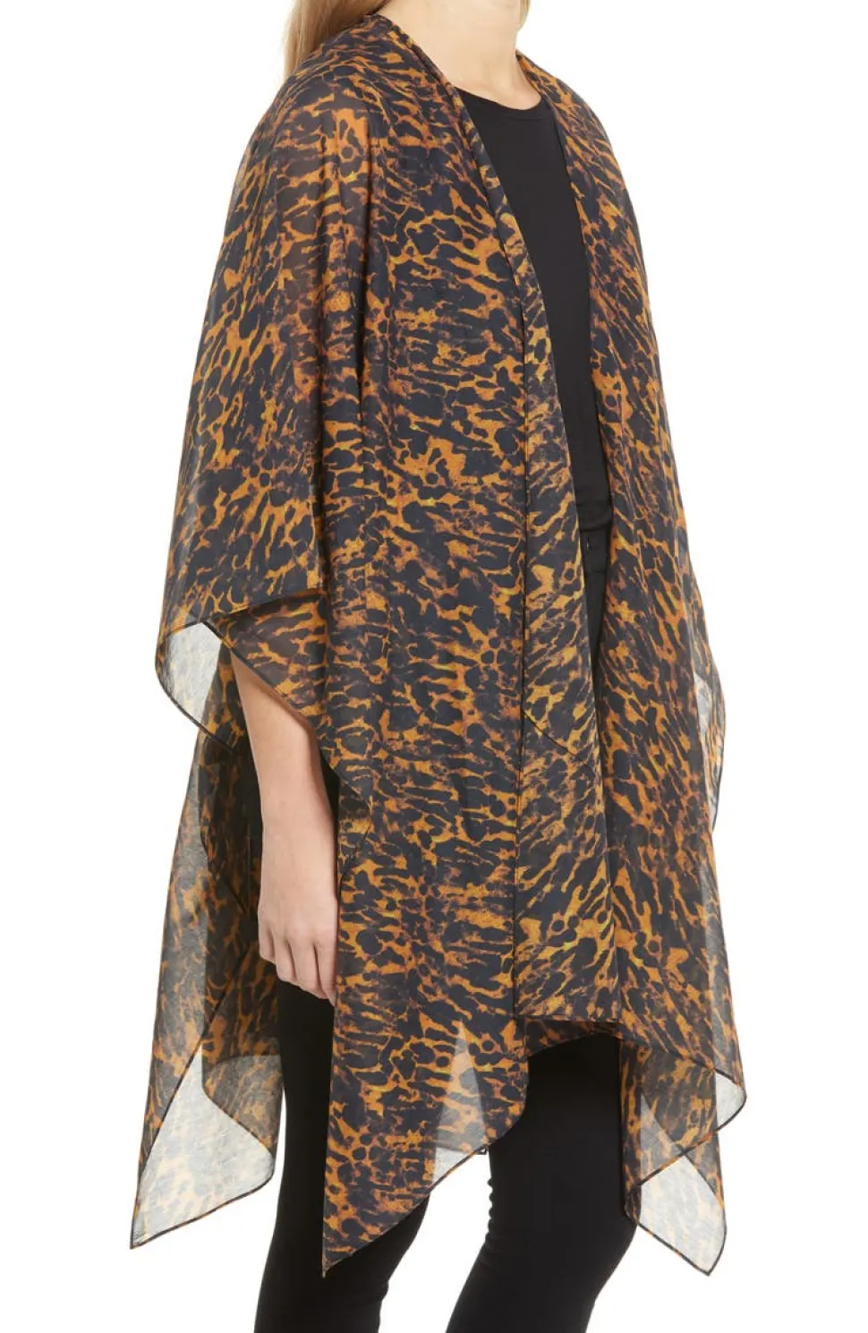 ALL SAINTS Ambient Leopard Print Ruana "Camel" NWT