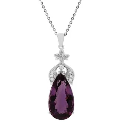 Amethyst and .57ct Diamond Pendant in 14K White Gold