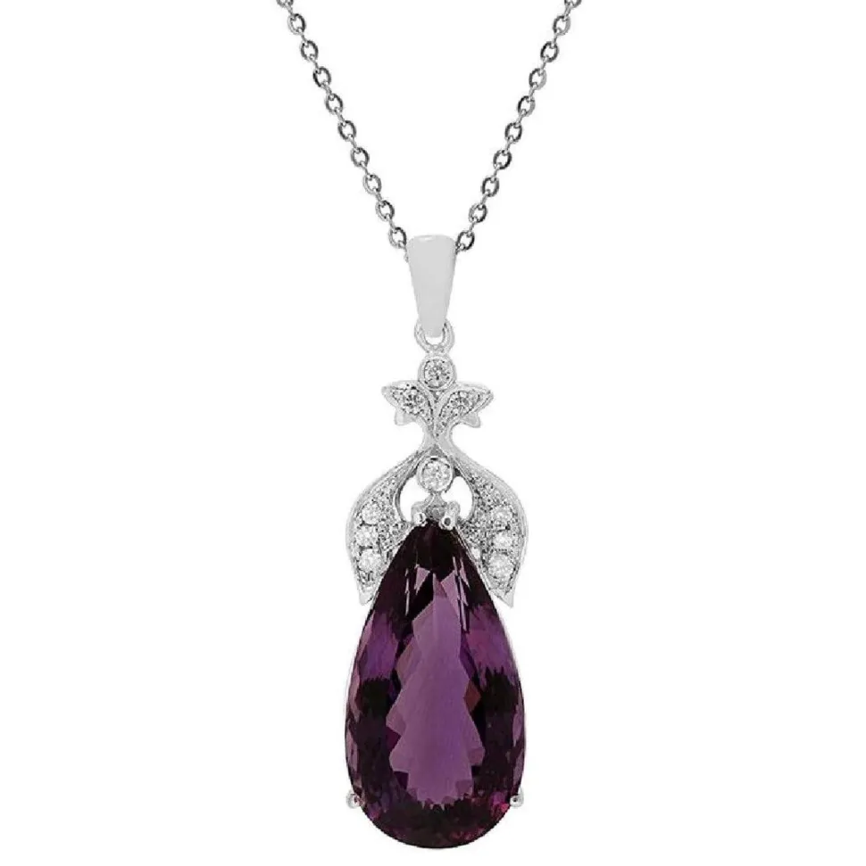 Amethyst and .57ct Diamond Pendant in 14K White Gold