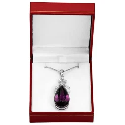 Amethyst and .57ct Diamond Pendant in 14K White Gold