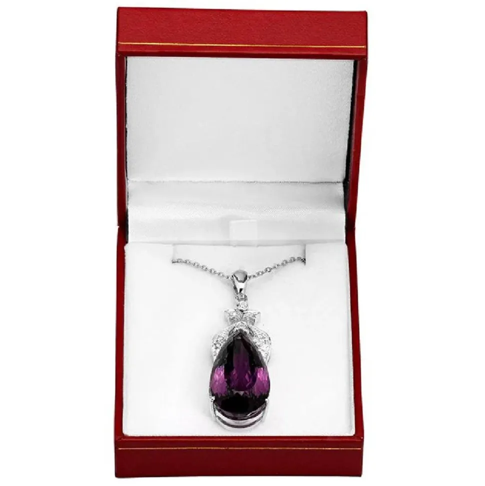 Amethyst and .57ct Diamond Pendant in 14K White Gold