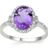 Amethyst and Diamond Ring in Sterling Silver, Beautiful Vivid Purple 2.6ctw