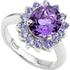 Amethyst and Tanzanite Halo Ring in 925 Sterling Silver 3.56ctw
