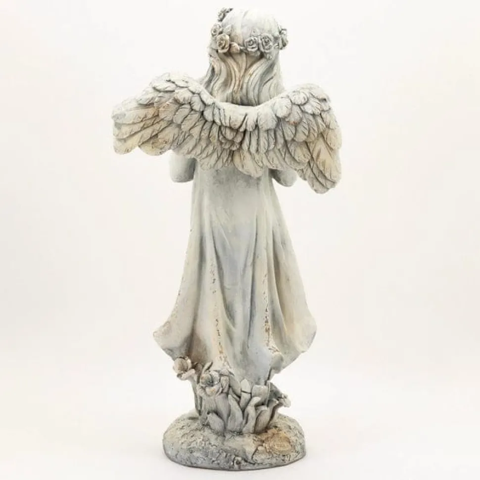 Angel Holding Cat Statue, 39" Tall Magnesium