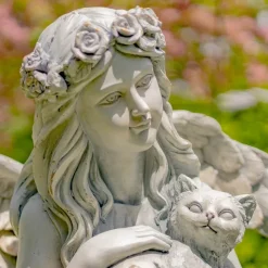 Angel Holding Cat Statue, 39