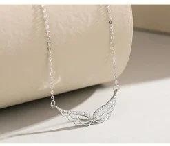 Angel Wings Bar Necklace Sterling Silver Dainty