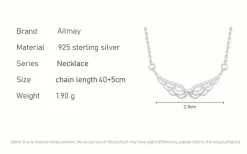 Angel Wings Bar Necklace Sterling Silver Dainty