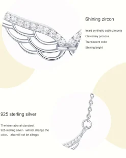 Angel Wings Bar Necklace Sterling Silver Dainty