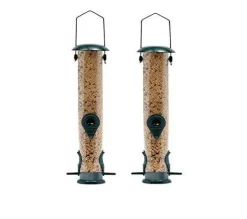 Ashman Sturdy Tube Bird Feeders-Set of 2, Green, Red or Yellow