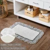 Ashmont Farmhouse Bath Mat-Cream with Blue Stripe & Burlap Ruffles