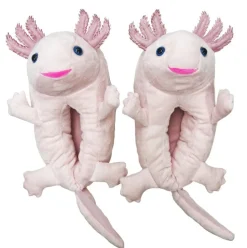 Axolotl Hugs Plush Pink Slippers for Children