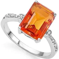 Azotic Topaz Gemstone and Diamond Ring in Sterling Silver-Unique!