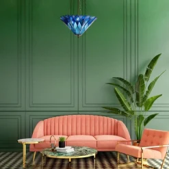 Azura Brilliant Blue Tiffany Style Shade Pendant 3 Bulb Light-Stunning!