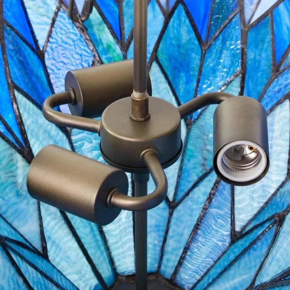 Azura Brilliant Blue Tiffany Style Shade Pendant 3 Bulb Light-Stunning!