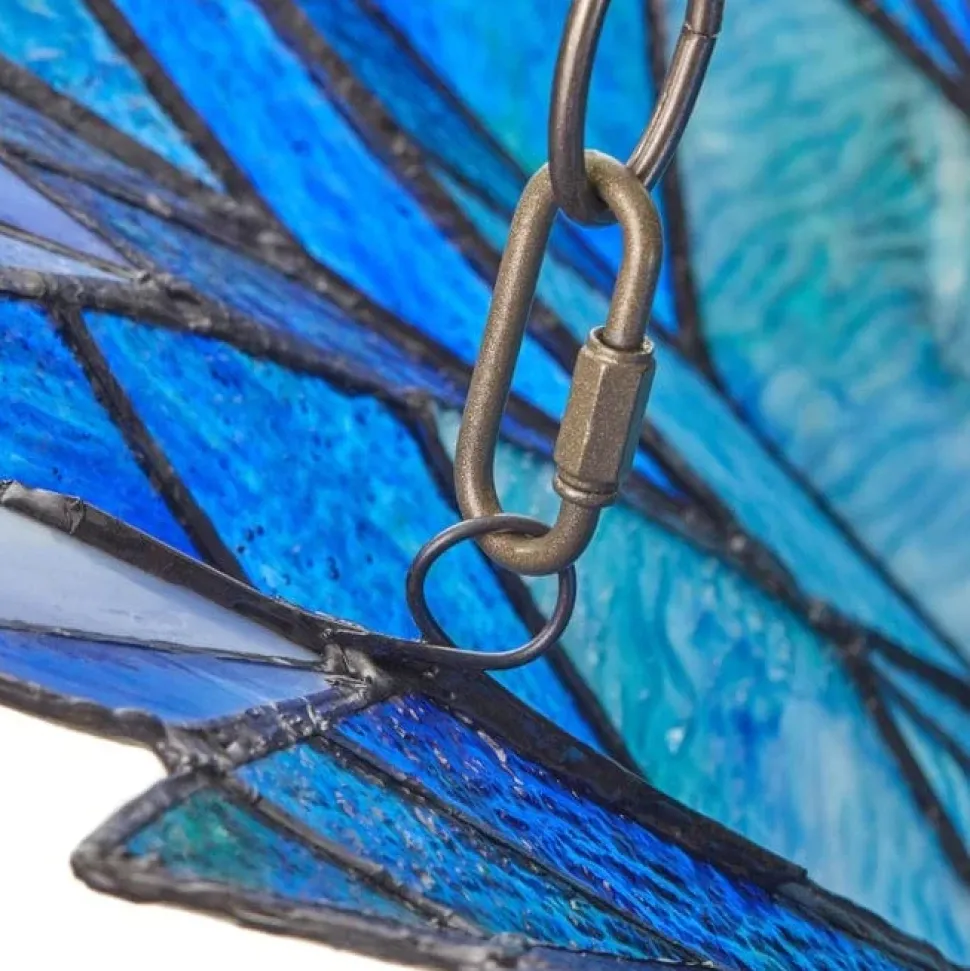 Azura Brilliant Blue Tiffany Style Shade Pendant 3 Bulb Light-Stunning!