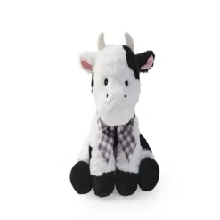 Baby Plush Cow with Blue Check Bow by Bearington Collection