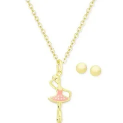 Ballerina Girl's Sterling Silver Earring & Necklace Set