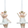 Ballerina Pink Pig Ornaments with Gold Glitter Crowns