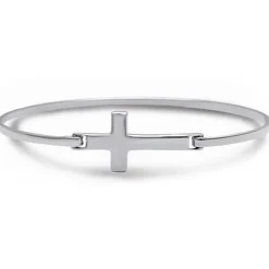 Bangle Sterling Silver Cross or Tree of Life Bracelets Silver, Rose or Yellow Gold Plated