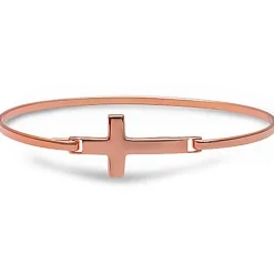 Bangle Sterling Silver Cross or Tree of Life Bracelets Silver, Rose or Yellow Gold Plated