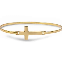 Bangle Sterling Silver Cross or Tree of Life Bracelets Silver, Rose or Yellow Gold Plated