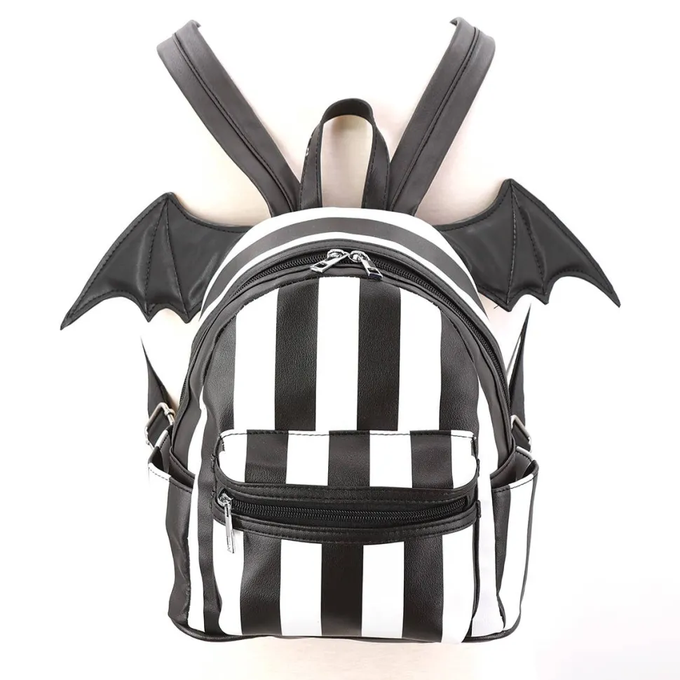 Bat Wing Striped Mini Backpack Adorable Goth Style