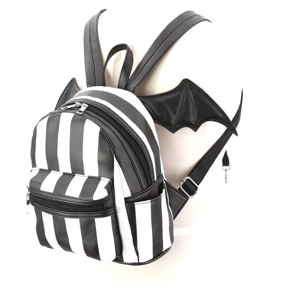 Bat Wing Striped Mini Backpack Adorable Goth Style