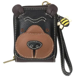 Bear Cute-C 3D Wallet RFID Protected with Bee Zipper Pull Wristlet