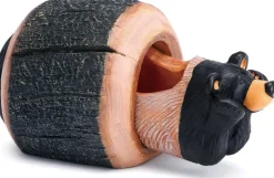 Bearfoots Hidden Treasure Bear Natural Black 3 x 3 Hand Cast Resin Stone Decorative Box