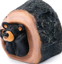 Bearfoots Hidden Treasure Bear Natural Black 3 x 3 Hand Cast Resin Stone Decorative Box