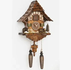 Bears and Cabin Fine Cuckoo Clock Made in Germany Baiersdorf