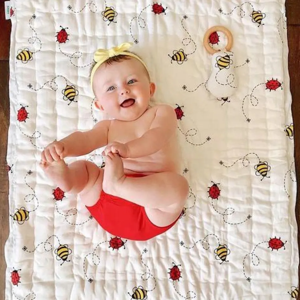 Bee and Lady Bug Handmade Quilted Baby Blanket Beautiful Quality