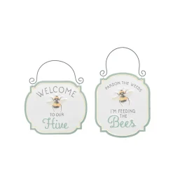 Bee Embossed Metal Sign Set of 2*