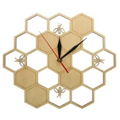 Bee Wall Clocks-3 styles, Bee and Honeycomb Natural Wood Wall Clocks