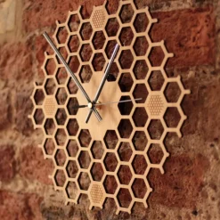 Bee Wall Clocks-3 styles, Bee and Honeycomb Natural Wood Wall Clocks