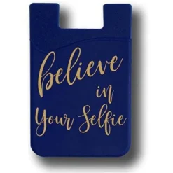 Believe In Your SelfieCell Phone Card Wallet Blue -Vegan