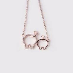 Best Friends Piggies, Pair of Pig Butts Necklace! Yellow, Rose or White Gold Plated