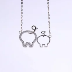 Best Friends Piggies, Pair of Pig Butts Necklace! Yellow, Rose or White Gold Plated