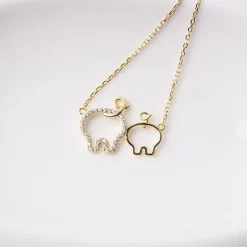 Best Friends Piggies, Pair of Pig Butts Necklace! Yellow, Rose or White Gold Plated