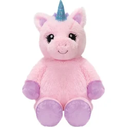Big and Extra Big Adorable Plush Pink Fluffy Unicorn with Embroidered Eyes