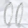 Big Moissanite Hoop Earrings, 60mm of Dazzling Beauty in 925 Sterling Silver