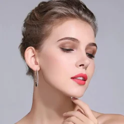 Big Moissanite Hoop Earrings, 60mm of Dazzling Beauty in 925 Sterling Silver