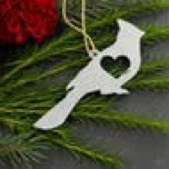 Bird Metal Ornaments: Cardinal, Owl, Hummingbird, Loon *