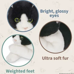 Black & White Cat Small Floppy Kitty Cat by Bearington Collection -