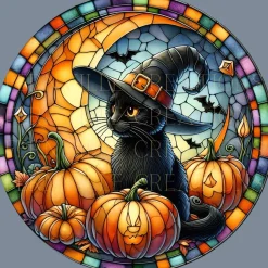 Black Cat Glass Coaster