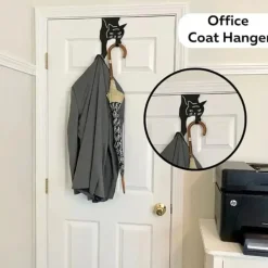 Black Cat Over the Door Hooks Hanger Metal