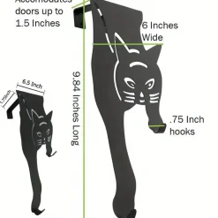 Black Cat Over the Door Hooks Hanger Metal