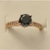 Black Diamond Solitaire Engagement Ring with Diamond Shanks, 1.5ctw in 10K Rose Gold-Gorgeous!