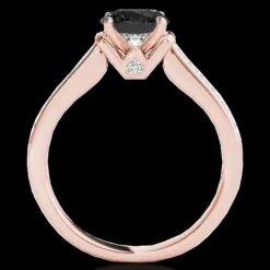 Black Diamond Solitaire Engagement Ring with Diamond Shanks, 1.5ctw in 10K Rose Gold-Gorgeous!